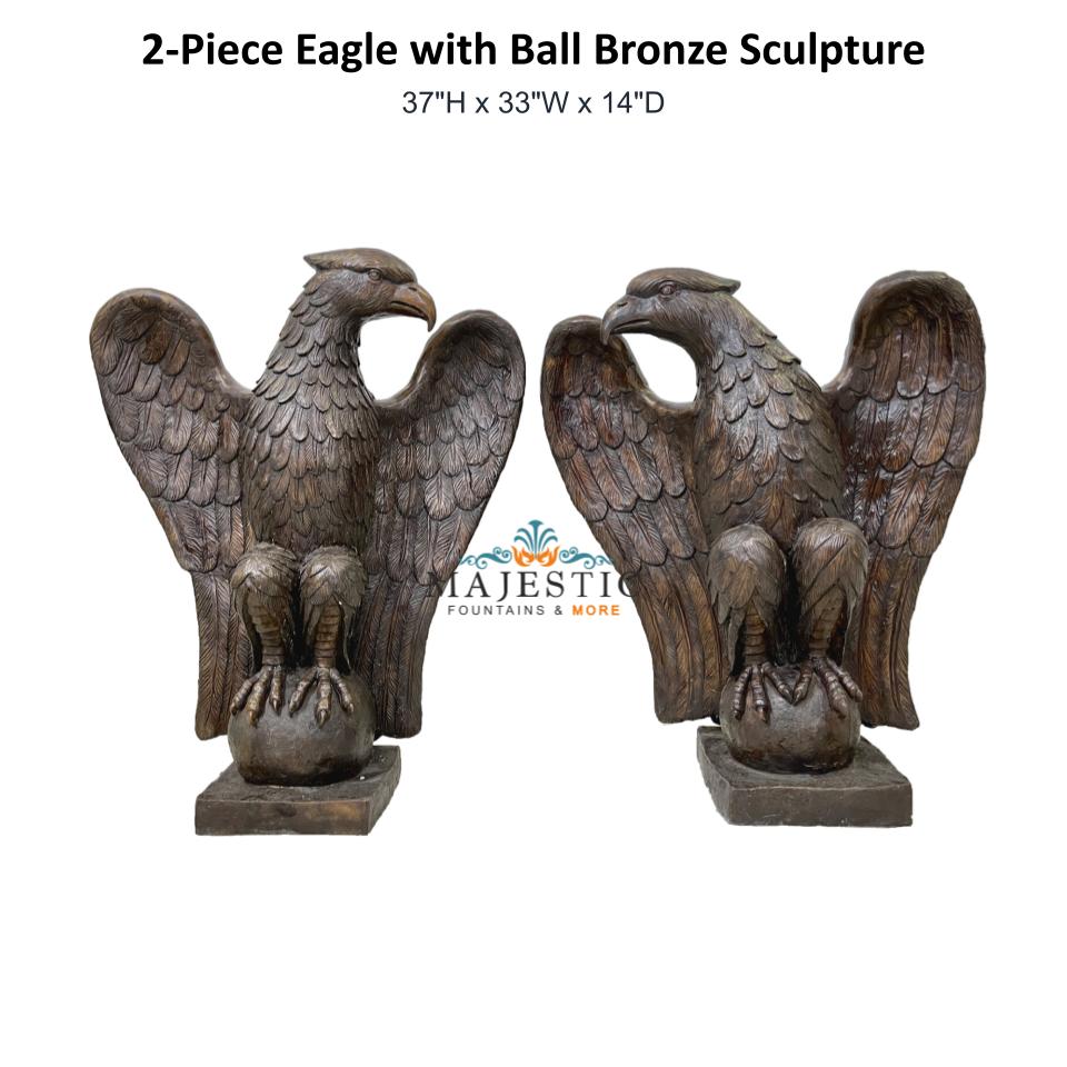 2-Piece Eagle with Ball Bronze Sculpture