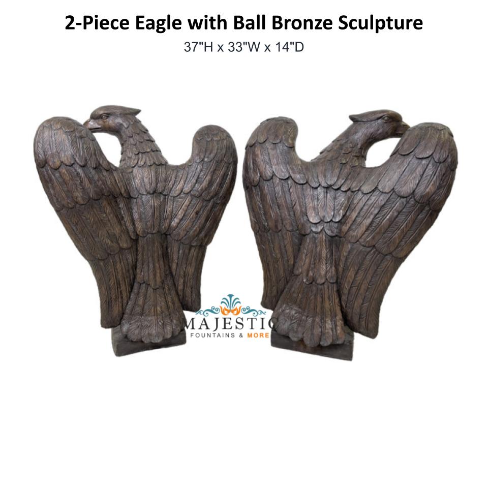 2-Piece Eagle with Ball Bronze Sculpture