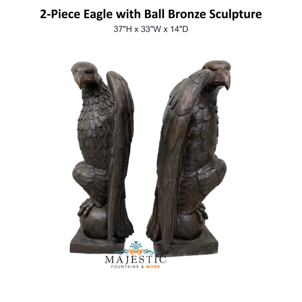 2-Piece Eagle with Ball Bronze Sculpture