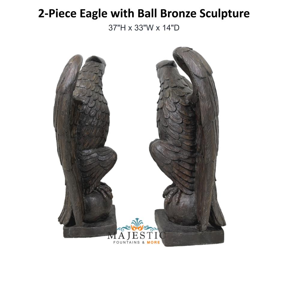 2-Piece Eagle with Ball Bronze Sculpture