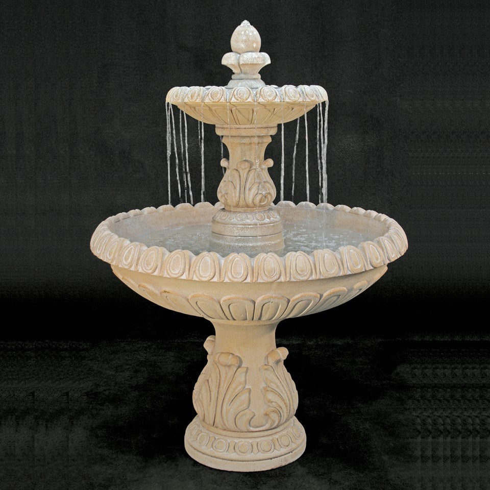 2 Tier International Fountain in Cast Stone - Fiore Stone LG153-F - Majestic Fountains and More