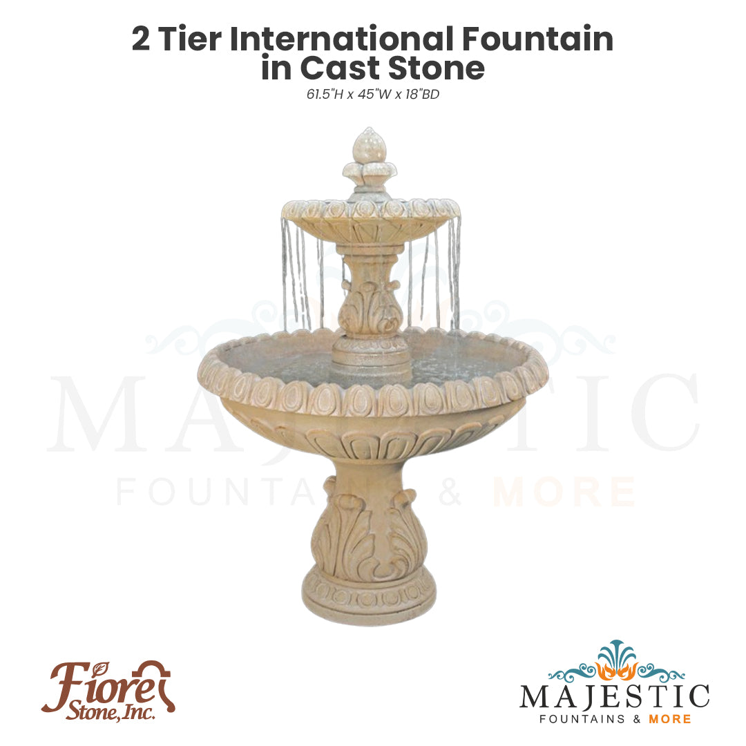 2 Tier International Fountain in Cast Stone