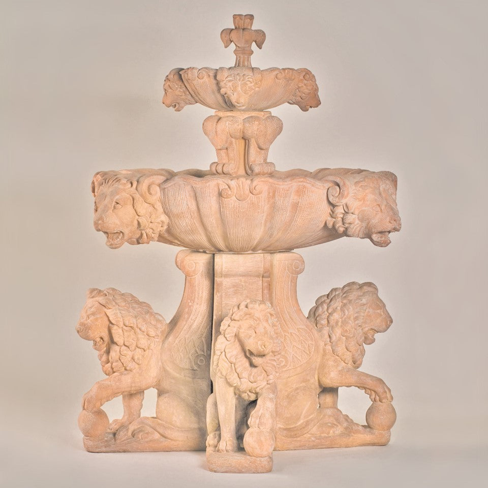 2 Tier Large Lion Fountain in Cast Stone - Fiore Stone 257-F