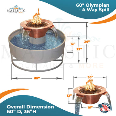 The Outdoor Plus Cazo 360 Fire & Water Bowl in Smooth Patina Copper