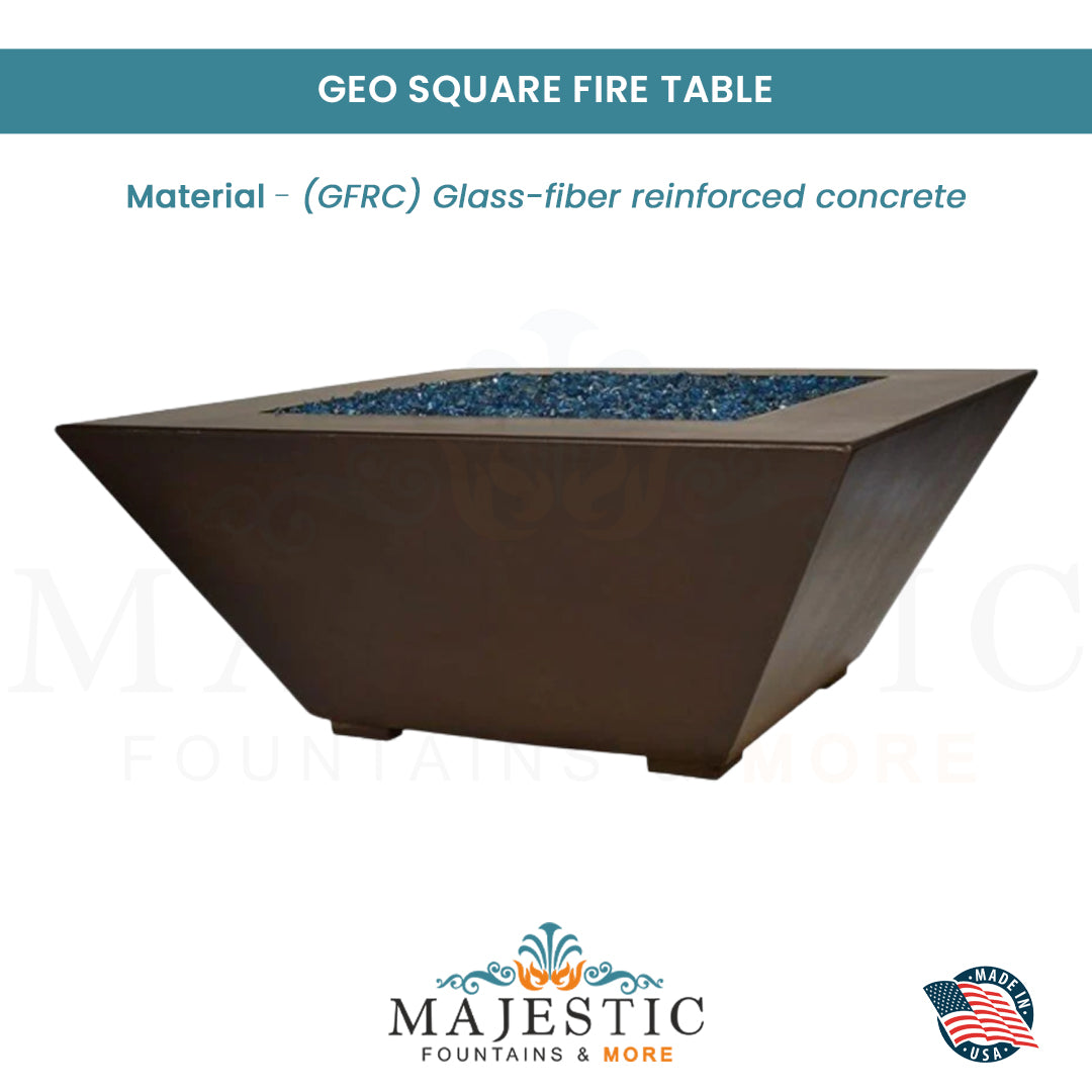 Geo Square Fire Table in GFRC Concrete by Archpot - Majestic