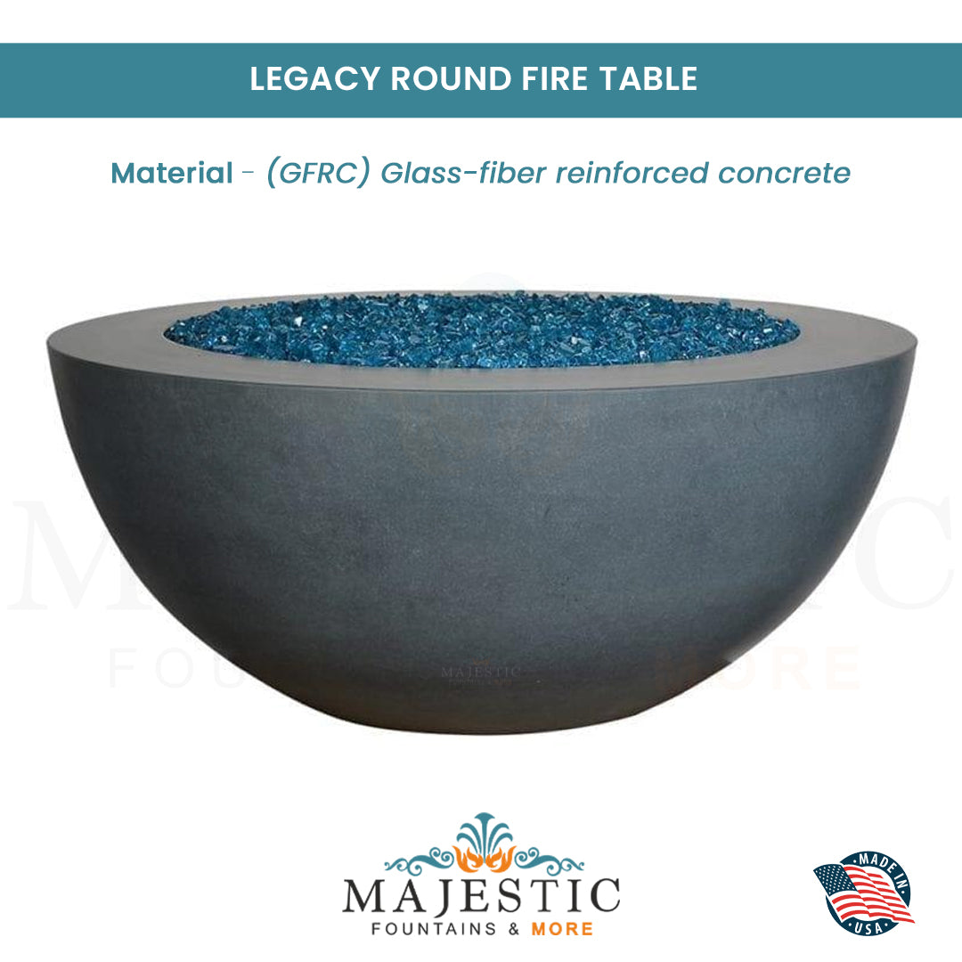 Legacy Round Fire Table in GFRC Concrete - Majestic Fountains