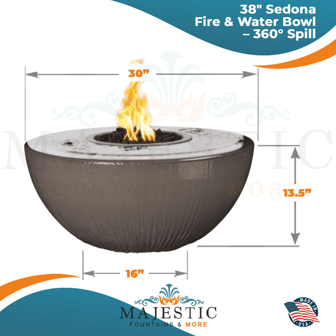 The Outdoor Plus Sedona 360° Fire and Water Bowl 38" in GFRC