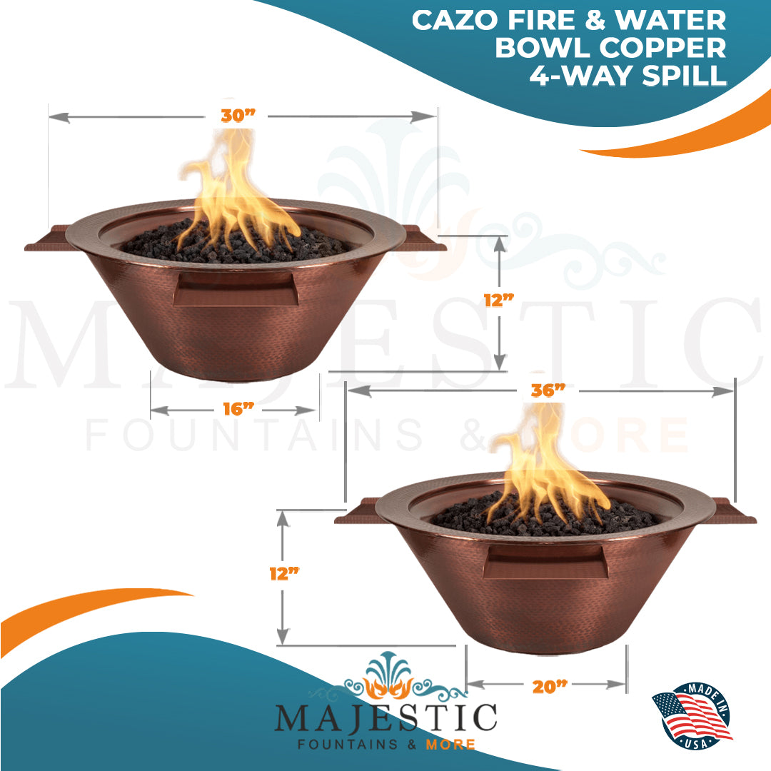 The Outdoor Plus Cazo 4 Way Fire & Water Bowl in Copper