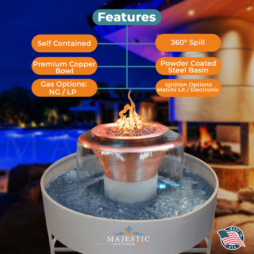 60" Round Olympian - 360 Spill Cazo  Fire & Water Bowl in Copper by The Outdoor Plus