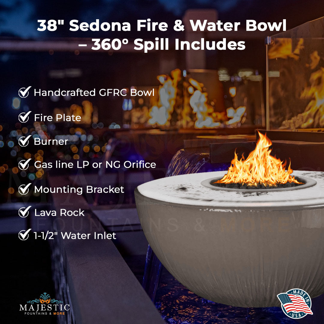 The Outdoor Plus Sedona 360° Fire and Water Bowl 38" in GFRC