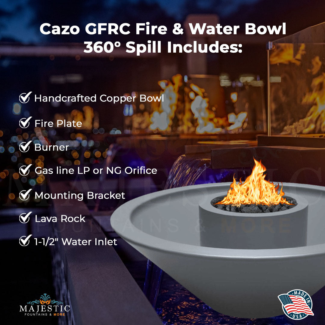 The Outdoor Plus Cazo 360 Fire & Water Bowl in GFRC