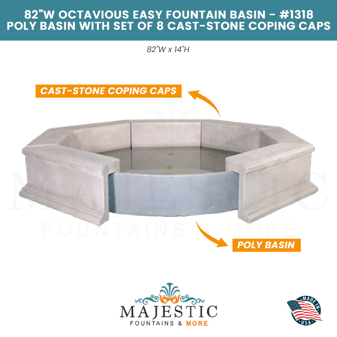 82 Wide Octavious Easy Basin - 82W x 14H - #1318 Poly Basin - Majestic Fountains