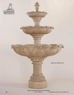Acquarossa Concrete 3 Tier Outdoor Courtyard Fountain - 1201 - Majestic Fountains and More