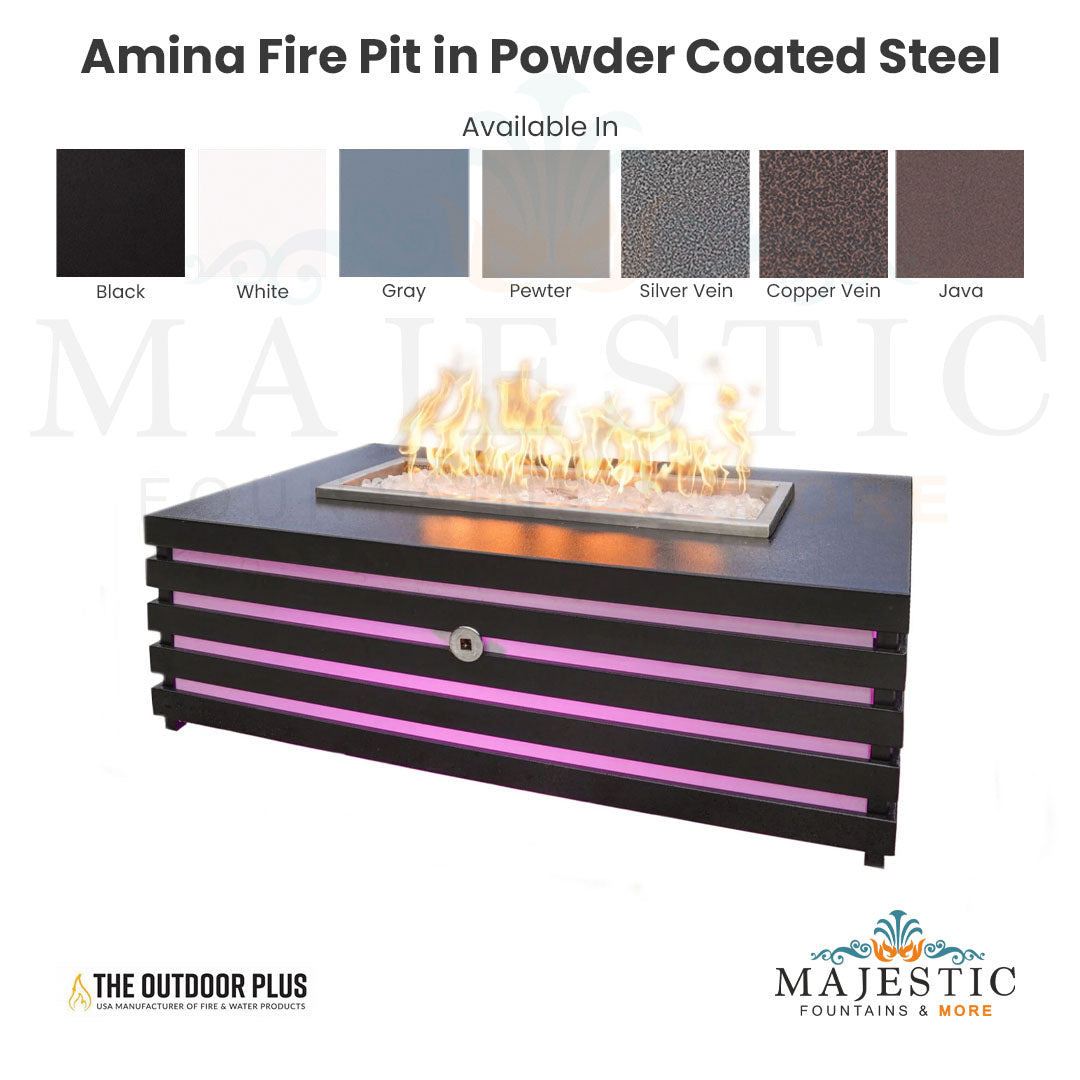 Amina Fire Pit in Powder Coated Steel  - Majestic Fountains and More