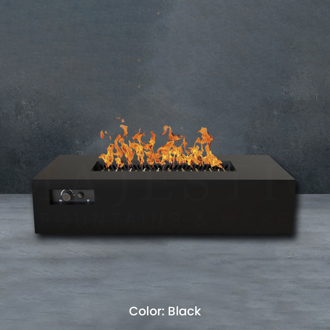 Aon Rectangular Fire Pit Table Black - Majestic Fountains