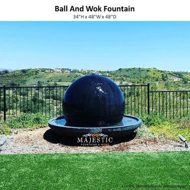 Ball And Wok Fountain - Outdoor Fountain - Majestic Fountains and More