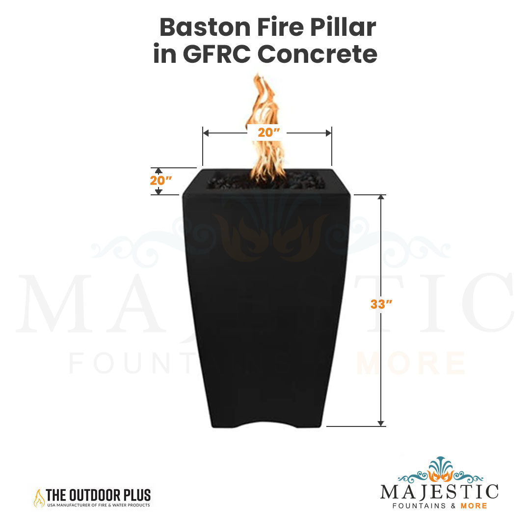 Baston Fire Pillar in GFRC Concrete - Majestic Fountains