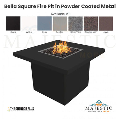 Bella Square Fire Pit in Powder Coated Metal - Majestic Fountains and More