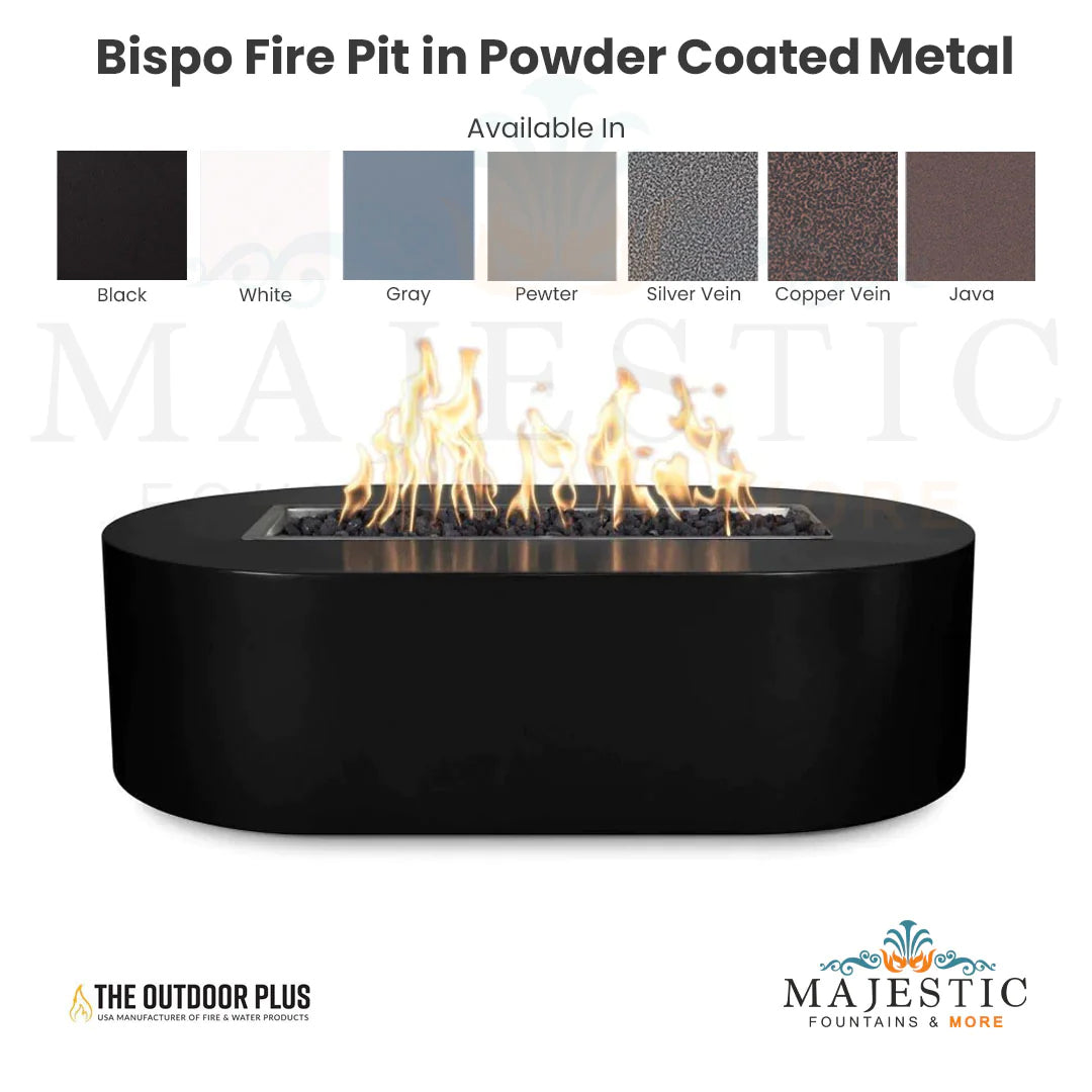 Bispo Fire Pit in Powder Coated Metal - Majestic Fountains and More