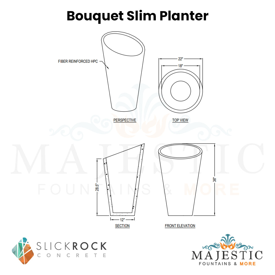 Bouquet Slim Planter - Majestic Fountains