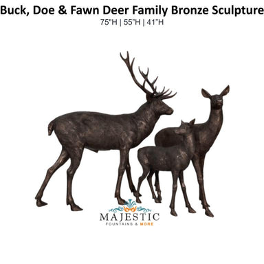 Buck, Doe, Fawn Deer Family - Majestic Fountains and More