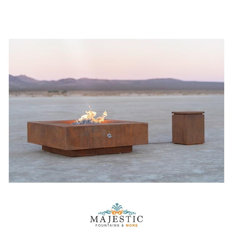 TOP Fires Cabo Square Fire Pit in Corten Steel by The Outdoor Plus - Majestic Fountains