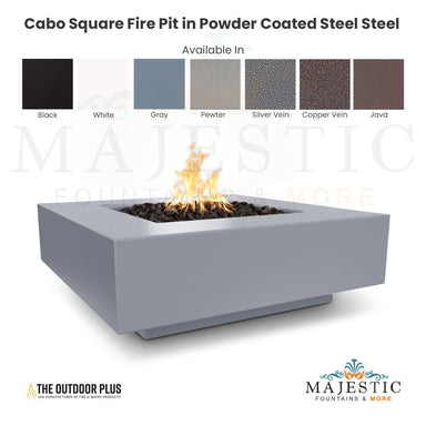 Cabo Square Fire Pit in Powder Coated Steel Steel - Majestic Fountains and More