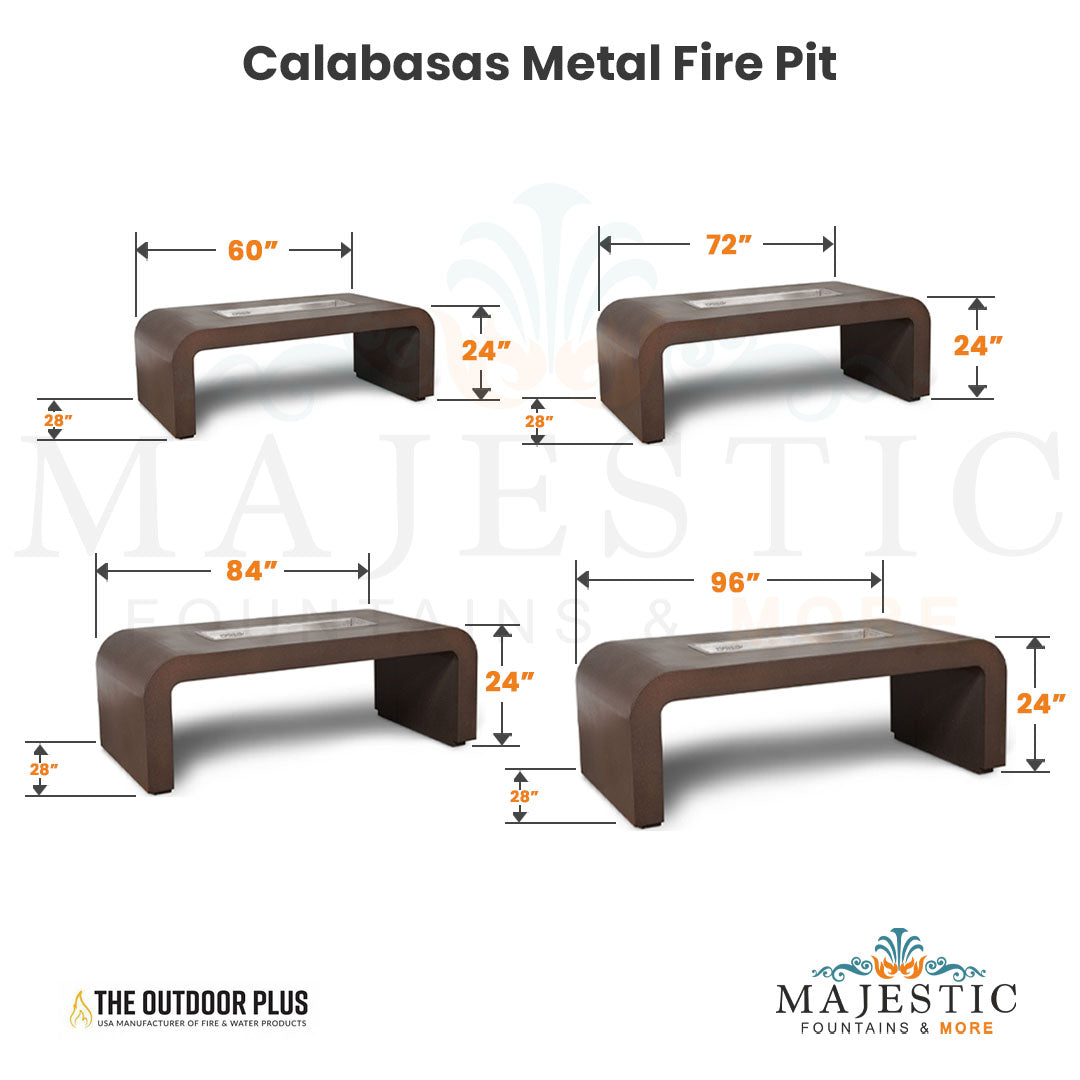 Calabasas Metal Fire Pit Size - Majestic Fountains and More