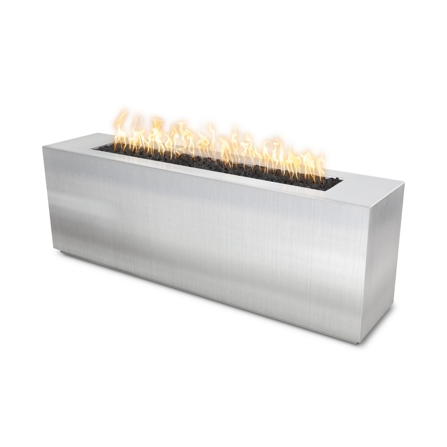 TOP Fires Carmen Rectangle Fire Pit in Stainless Steel by The Outdoor Plus - Majestic Fountains