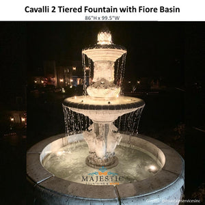 Cavalli 2 Tiered Fountain with Fiore Basin in Cast Stone - 2133-FRG - Majestic Fountains and More