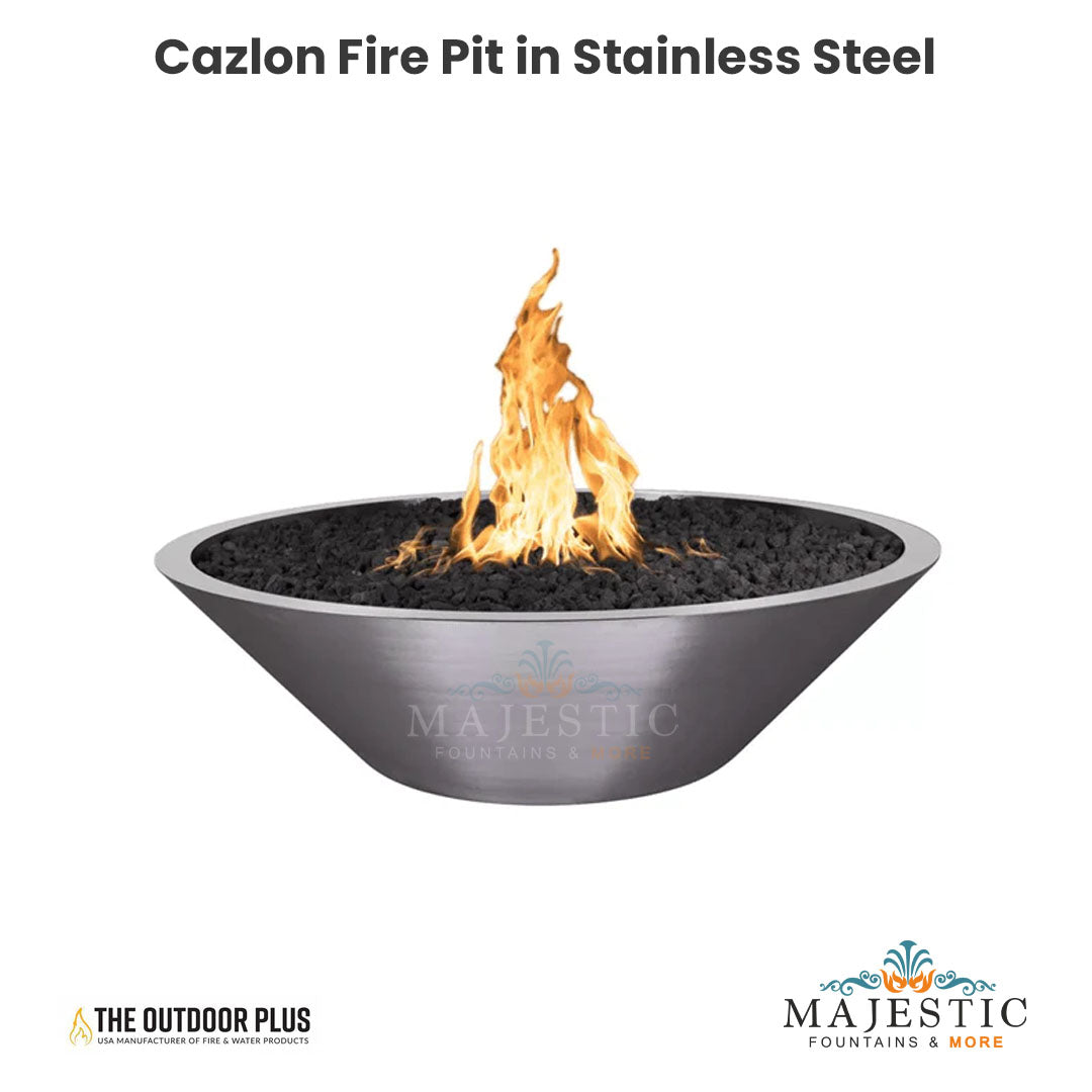 Cazlon Fire Pit in Stainless Steel - Majestic Fountains