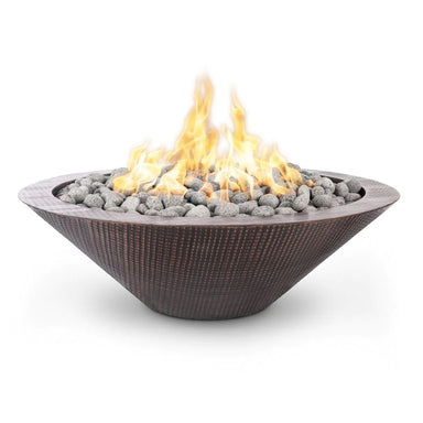 Cazo Fire Pit - No Ledge - in Hammered Copper - Majestic Fountains