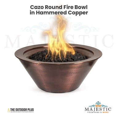 TOP Fires Cazo Round Fire Bowl in Hammered Copper by The Outdoor Plus - Majestic Fountains