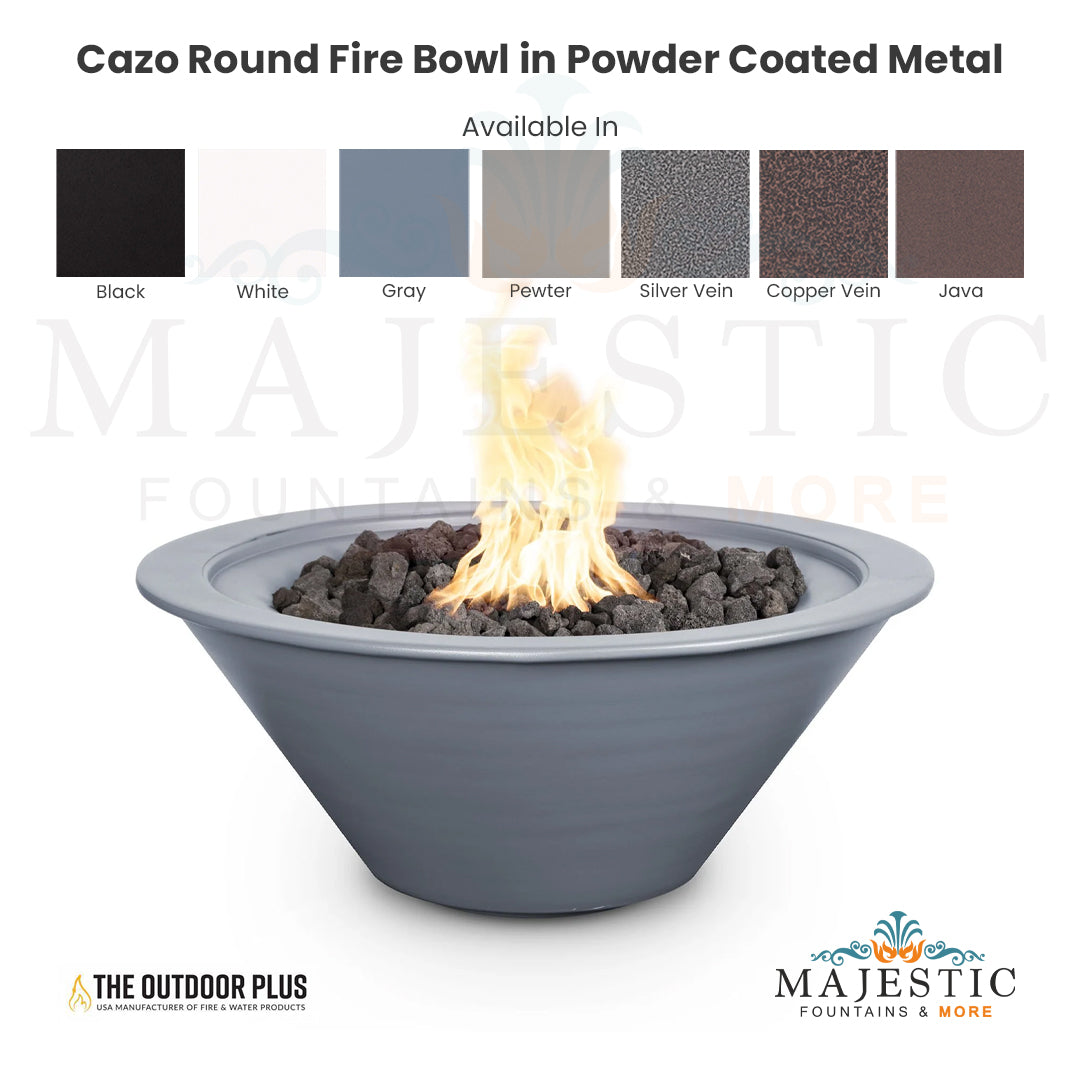 Cazo Round Fire Bowl in Powder Coated Steel - Majestic Fountains