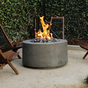 Cilindro Fire Table in GFRC Concrete by Prism Hardscapes - Majestic Fountains and More