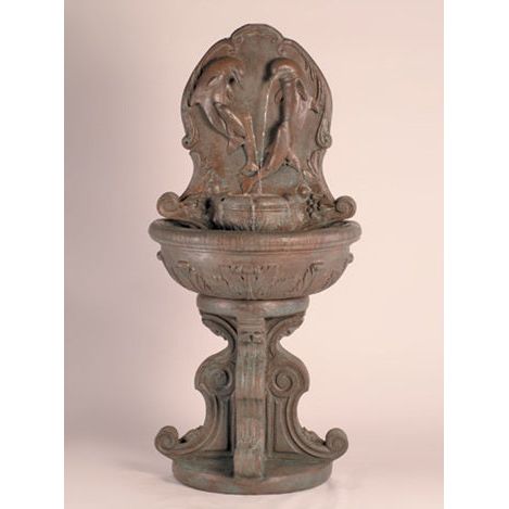 Classic Dolphin Wall Fountain in Cast Stone - Fiore Stone 2060-FW - Majestic Fountains and More.