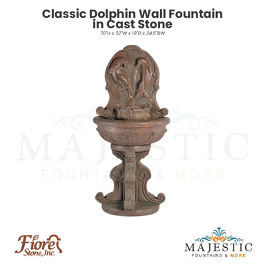 Classic Dolphin Wall Fountain - Majestic Fountains