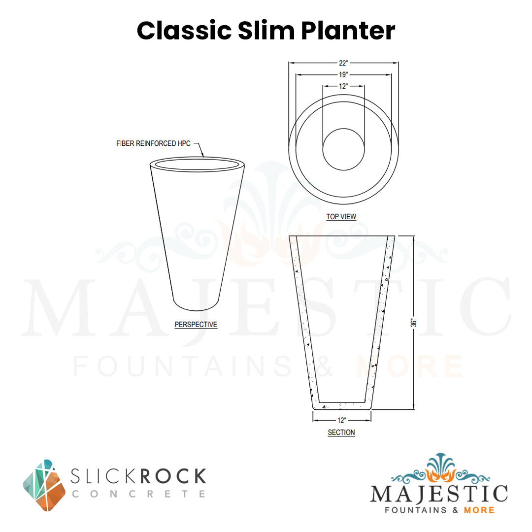 Classic Slim Planter - Majestic Fountains