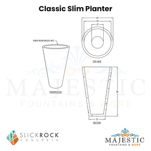 Classic Slim Planter - Majestic Fountains