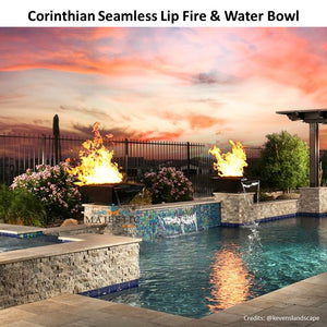 Corinthian Seamless Lip Fire & Water Bowl Artisan Series in Metal by Grand Effects - Majestic Fountains and More