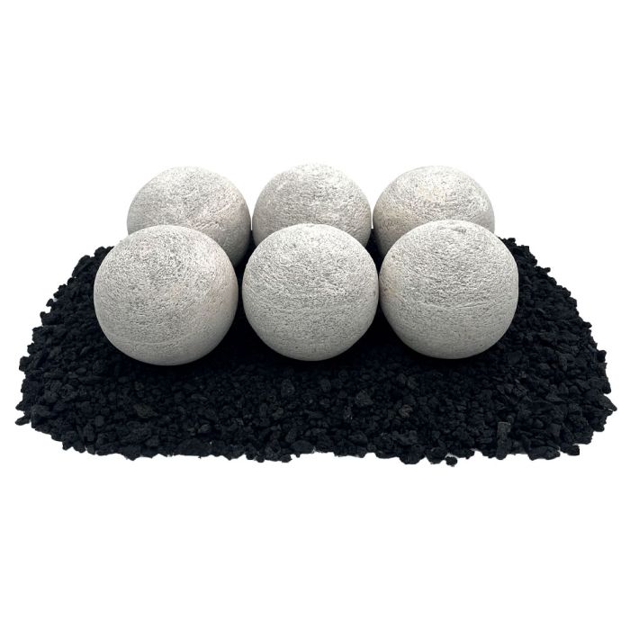 Cottage White Lite Stone Fire Balls - Set of 6 - Majestic Fountains and More