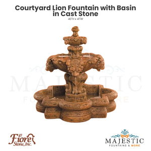 Courtyard Lion Fountain with Basin  - Majestic Fountains