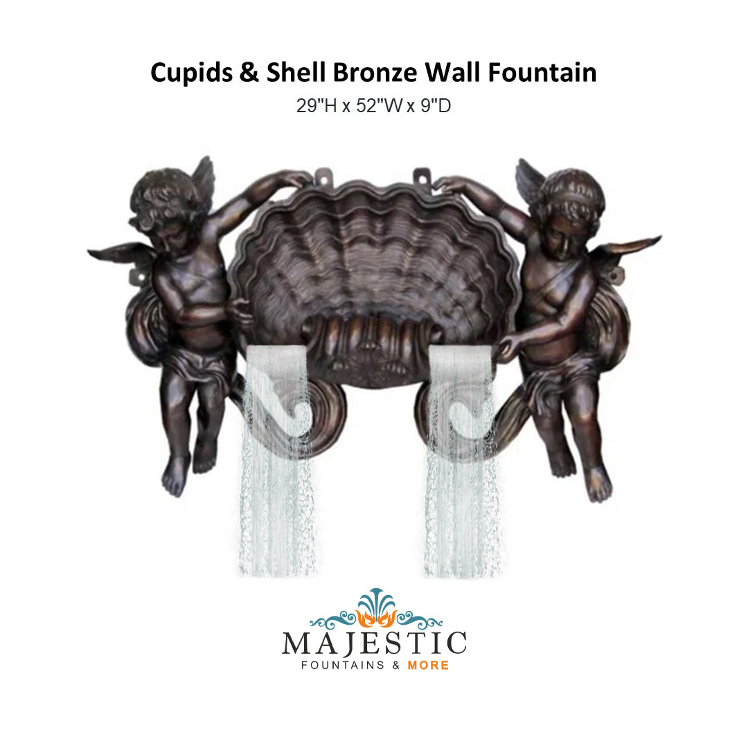 Cupids & Shell Bronze Wall Fountain - Msjestic Fountains And More