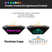 LED Lighthouse Fire Bowl Powder Coated Custom Logo - Majestic Fountains