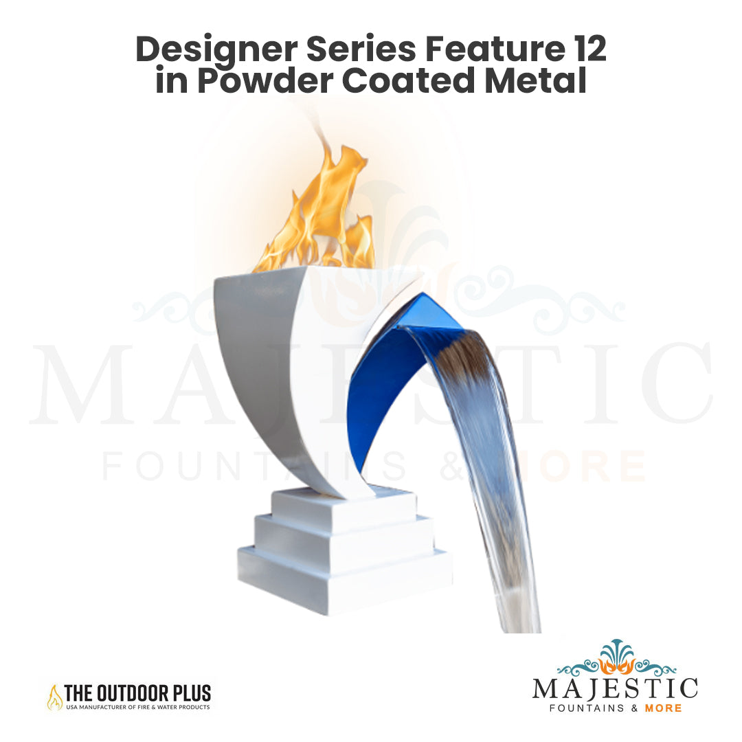 Designer Series Feature 12 Fire and Water Scupper in Powder Coated Metal by The Outdoor Plus