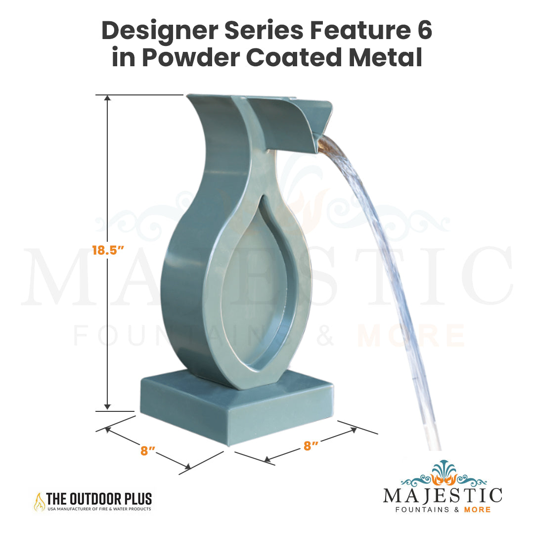 Designer Series Feature 6 Waterfall in Powder Coated Metal by The Outdoor Plus - Majestic Fountains and More