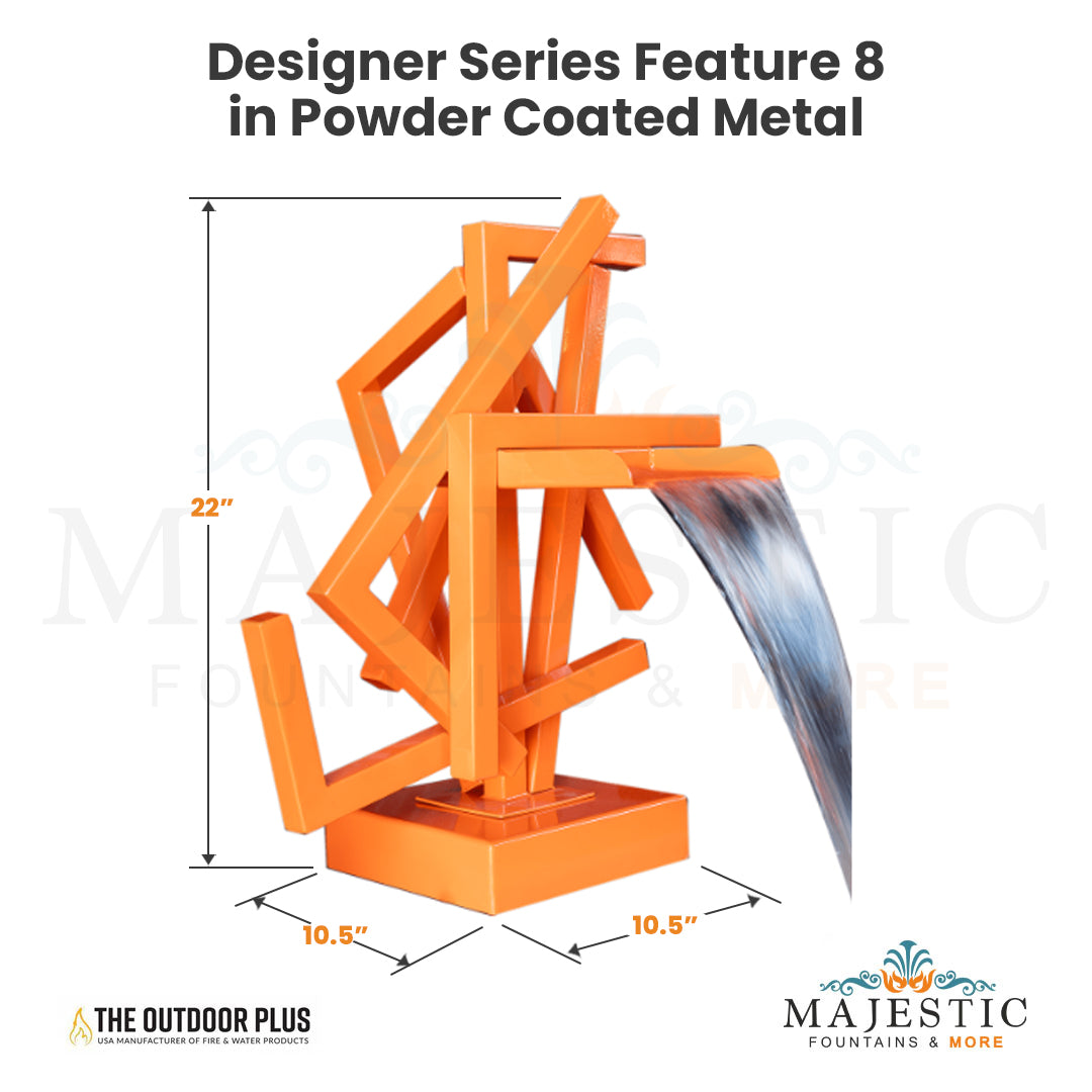 Designer Series Feature 8 Waterfall in Powder Coated Metal by The Outdoor Plus - Majestic Fountains and More