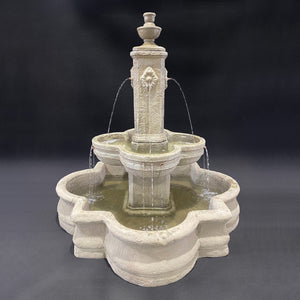 Diamante Fountain with Quatrefoil Basin in Cast Stone - Fiore Stone 271-FAQ - Majestic Fountains and More