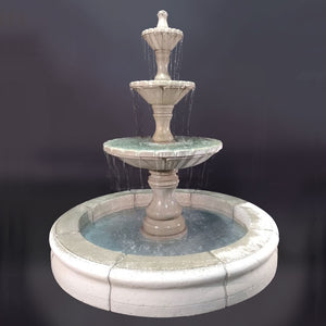 Dijon 3 Tier Fountain with Fiore Basin in Cast Stone by Fiore Stone - LG169-FRG