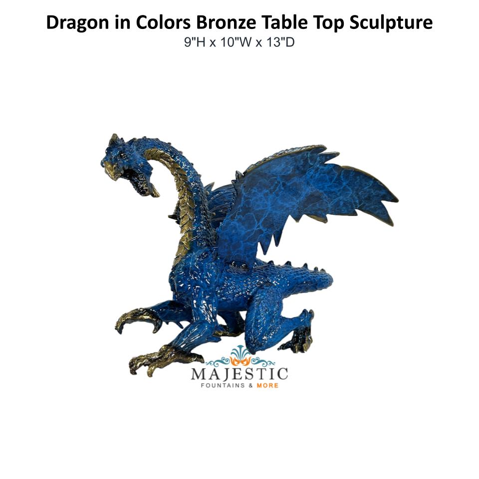 Dragon in Colors Bronze Table Top Sculpture - Majestic Fountains & More